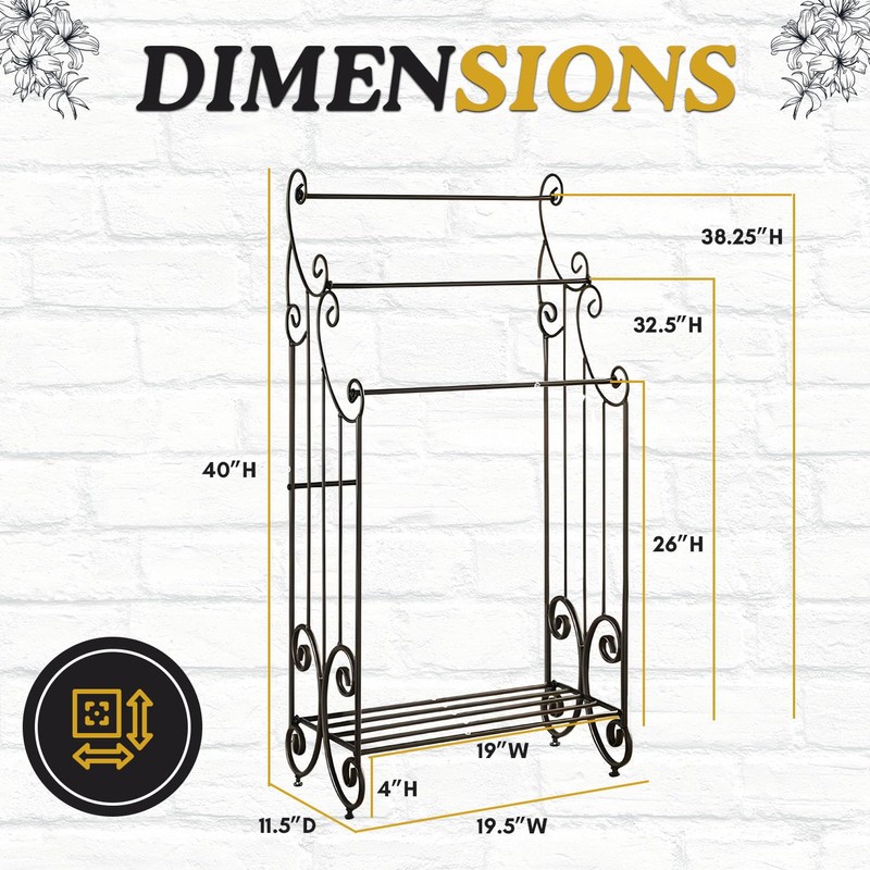 Kings Brand Furniture Pewter Metal Towel Racks for Bathroom with