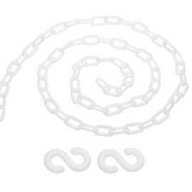 PATIKIL 13Ft Plastic Chain Barrier, Safety Link Chain with 2 S-Hooks for Crowd Control at Driveway Elevator Parking Lot, White
