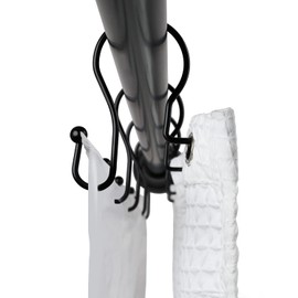 Utopia Alley Shower Rings, Double Shower Curtain Hooks for Bathroom, Rust Resistant Shower Curtain Hooks Rings, Crystal Design, Set of 12 (Black)