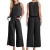 IWOLLENCE Women's Summer 2 Piece Outfits Set Round neck Sleeveless