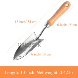GREBSTK Gardening Shovels Stainless Steel Transplanter Garden Trowel Hand Trowel Depth Marker Measurements Shovel Tool