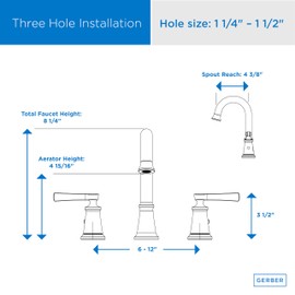 Northerly 2H Widespread Lavatory Faucet w/ 50/50 Touch Down Drain 1.2gpm Chrome
