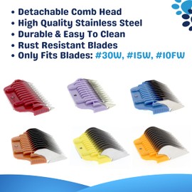 3mm - 19mm Wide Stainless Steel Clipper Guard Attachments for A5 Series | Snap-On/Off Design Combs for Professional Dog Grooming