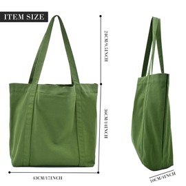 Women's Fabric Bags Tote Bag Plain Shoulder Bag Lightweight Large Capacity Student Shopping Beach Bag, Green