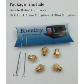 kweiny MK10 boquilla de impresora 3D Makerbot 0.4mm M7 Rosca Toberas de latón 5 Pieza y Herramienta de limpieza 2 Pieza