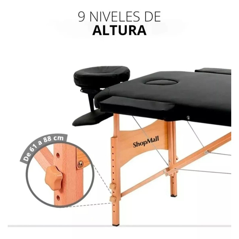 ShopMall Camilla portátil spa de madera color negro ShopMall Cama
