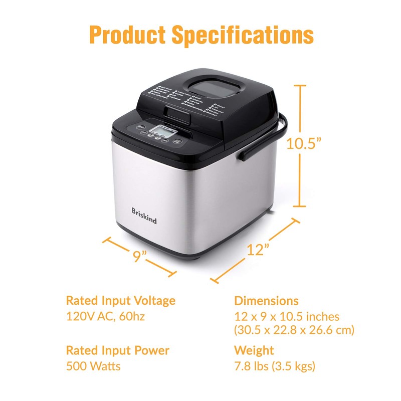 Briskind 19-in-1 Compact Bread Maker Machine, 1.5 lb / 1