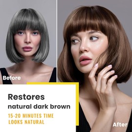 Darkbrown Hair Dye Shampoo 3 in 1 for Women & Men for Gray Coverage, Herbal hair Dye Natural Darkbrown Hair Color for Women