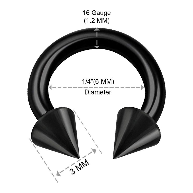 KJM Fashion Pack of 3 Anodised Horseshoe Ring 1.2 mm
