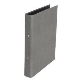 Bigso Box of Sweden RINGO Ring Binder with 2 Rings - Narrow Fibreboard and Paper Folder with Linen Look - Ring Binder for Documents, Transparent Sleeves or Dividers - Grey