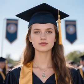 Eaciy College Graduation Gifts for Her - S925 Sterling Silver Heart Ruby Birthstone Graduation Cap Necklaces Class of 2025 College High School Grauation Gift for Her