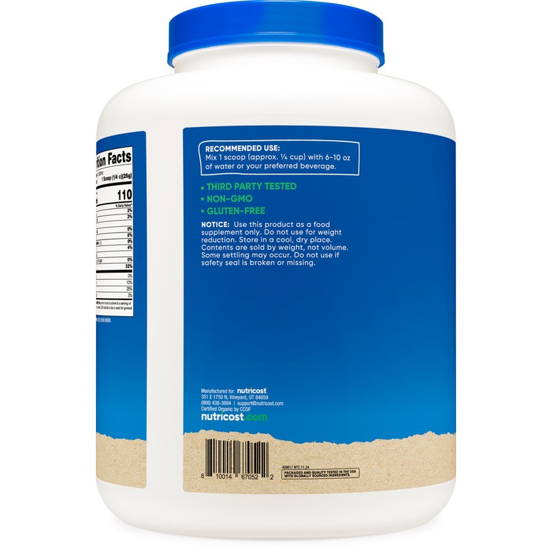 Nutricost Organic Pea Protein Isolate Powder (5LBS) - Unflavored, Certified