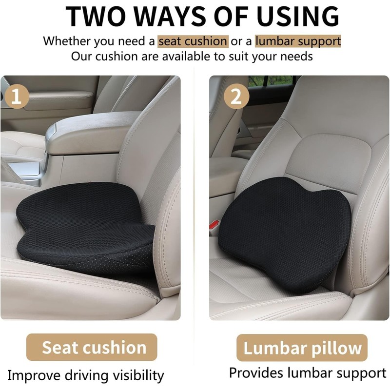 Moslyn Car Seat Cushion Memory Foam Lumbar Support Sciatica &