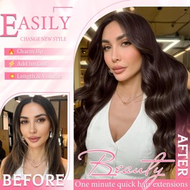 Clip in Hair Extensions Real Human Hair, Seamless Human hair Clip ins Extensions for Women Invisible Straight 8Pcs Double Weft Jet Black 14inch 80g