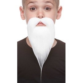 Mustaches Self Adhesive Philosopher Fake Beard for Kids, Novelty, Small False Facial Hair, Costume Accessory for Children, White Color