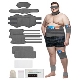 10 Pcs Castor Oil Pack Wrap for Men, Plus Size Castor Oil Packs for Men Women, XL Reusable Castor Oil Wraps Set for Eyes Neck Stomach Waist Knees Legs Feet, Flannel Cotton, Machine Washable，Mixed fibre fabrics (Dark Gray)