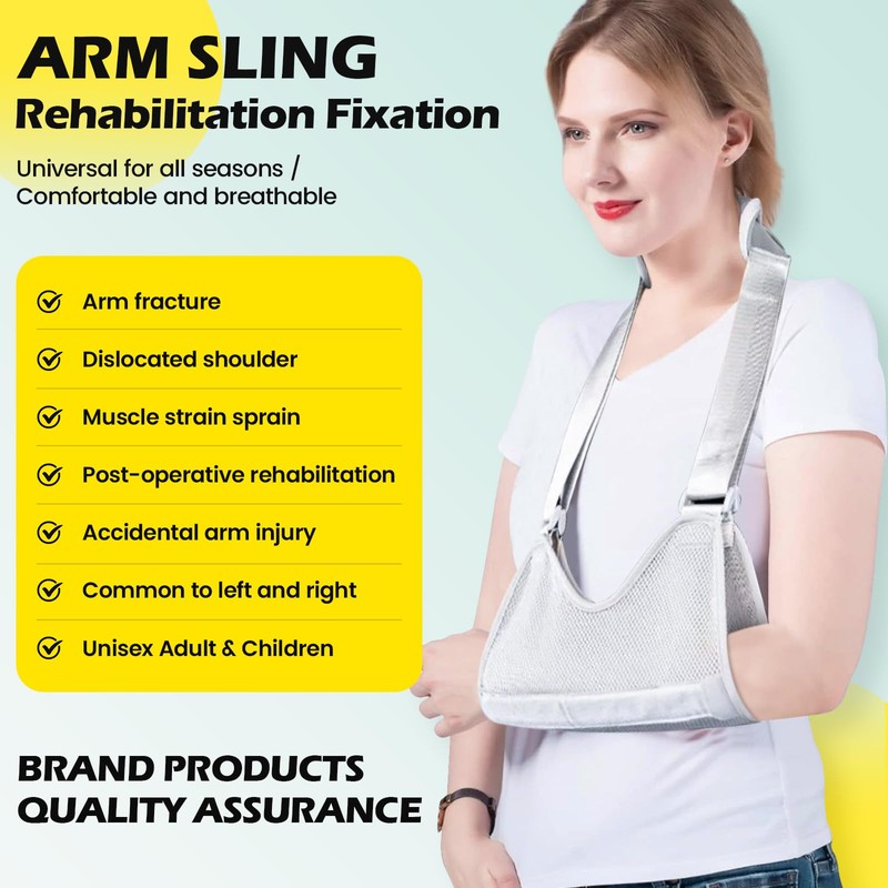 Arm Sling Shoulder Immobilizer with Removable Metal Splints, Rotator Cuff