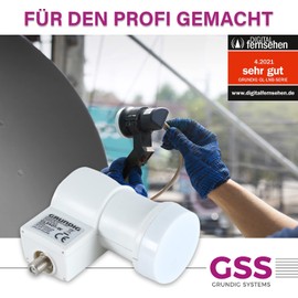 GSS Single LNB White with LTE Filter for Digital Satellite Bowl - for 1 Participant, Receiver & TV - Single 1-Way - Sat, Satellite, Full HD, 4K, Weather Protection, Cold and Heat Resistant