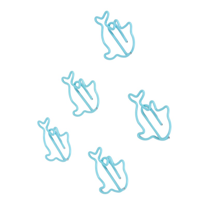100Pcs Cute Paper Clips Blue Dolphin Style Exquisite Color Strong