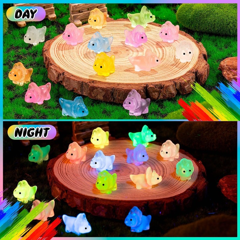 SYOZPXY 60Pcs Mini Resin Dinosaur, Glowing Resin Dinosaur Toy, Mini