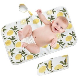 Portable Changing Mat Baby Foldable Travel Changing Mat Waterproof Infant Urinal Pad 60cm x 35cm for Travel Home Outside - KAMHBE (Yellow)
