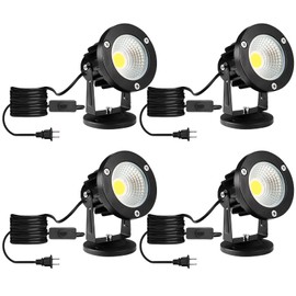 LCARED Led Spotlights Outdoor, Warm White 12W Spot Lights Indoor,120V Ceiling Light,Landscape Lighting for Wall,Pond,Picture,Garden,Yard with US 2-Plug(4 Pack)