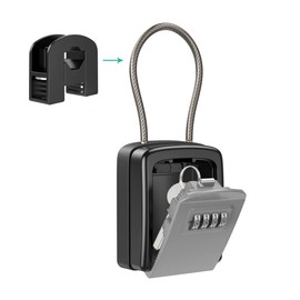 ORIA Key Lock Box, 4 Digit Combination Safe Lock Box for Keys with Removable Chain and Snap, Resettable Code Key Storage Lock Box Waterproof for Home, Warehouse, Indoor & Outdoor