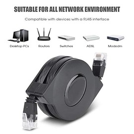 Cable retr¨¢ctil ajustable Cat-6 10 Gigabit Ethernet ultra plano retr¨¢ctil cable Cat6 Ethernet conectores RJ45 para viajes, 1 m, 2 m, opcional (2 m)