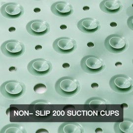 YINENN YINENN Bath and Shower Safety Mats 40x16 inch, Non Slip with Suction Cups for Bathroom Stall and Tub Floor, Extra Large and Machine Washable, Drain Holes Keep Bathtub Clean, Light Green