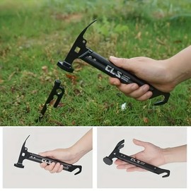 AIMALL Mini Outdoor Tent Hammer – Multi-Functional Camping Nail Hammer with Aluminium Alloy Handle and Stainless Steel Head, Lightweight and Portable, 8.27in