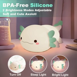 KangTen CHEN Cute Axolotl Night Light for Kids Bedroom, Animal Silicone Nursery Night Lamp Touch Control Nightlights USB Rechargeable Bedside Lamp for Baby Children Toddlers Girls Gift