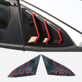 Car Rear Window Triangle Shutter Trim Covers Automotive Exterior Accessories Fit for 2016-2020 Honda Civic 10th (Black & Red)