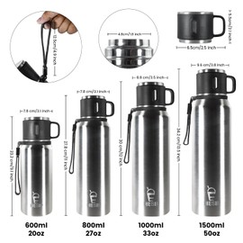 Icesip Stainless Steel Insulated Bottle, 33oz with cup Vacuum Insulated Water Bottle, Thermos for Hot Drinks/Cold Drinks,24-Hr Insulation Commute, Travel