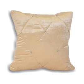 Riva Home Diamante Stateen Velvet Cushion Cover, Cream, 45 x 45 Cm