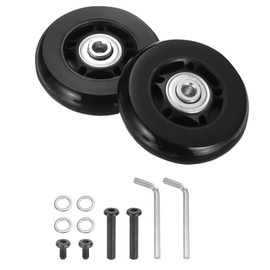 sourcing map Set of 1 Luggage Wheels Replacement 60 x 18 mm/2.4" x 0.7" Rubber Swivel Caster Bearing Wheels Repair Kits for Suitcase Inline Outdoor Skate,Black
