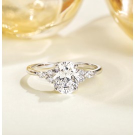 TIGRADE 3CT Engagement Ring Oval Cut Cubic Zirconia Marquise Round CZ Eternity Wedding Band for Women Size 3-12, Silver, Size 10