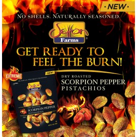 Setton Farms Pistachios, Scorpion Pepper Extreme Flavor Naturally Seasoned No Shell Pistachio Nuts, Resealable Pouches, Non-GMO Project Verified, Gluten Free, Vegan, Kosher, 5 oz, Pack of 8
