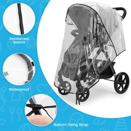 Horuhue Stroller Rain Cover, Clear Rain Cover for Stroller, Universal Travel Weather Shield, Windproof and Waterproof