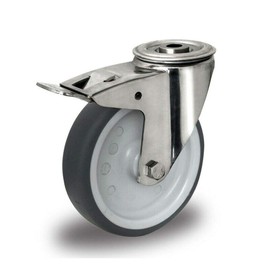 Transport Castors Stainless Steel 125 mm Swivel Castor with Brake Rubber Wheel Stainless Steel Wheels