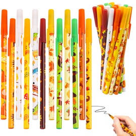 FOIMAS 36pcs Thankgiving Pens,Autumn Ballpoint Pens Fall Leaves Pumpkin Ink Pens for Students Teacher Fall Thanksgiving Day Party Favor Supply