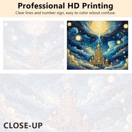 TISHIRON DIY Paint by Numbers Kit for Adults Beautiful Castle Paint by Number Kits on Canvas Blue Night Sky with a Moon Paint by Number for Adults with Brushes Art Crafts for Home 16"x20"