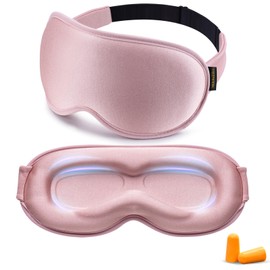 FACEMOON 3D Contoured Weighted Sleep Mask - Blackout Eye Mask for Sleeping (Light Pink)