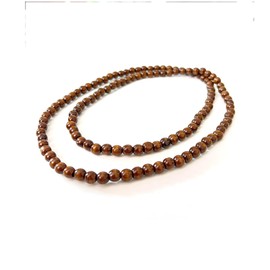 POYAMUSE Beaded Strand Necklace for Men and Women - Handmade African Necklace with 8mm Natural Wood Beads, HipHop Wooden Strand Necklace for Women and Men - Brown