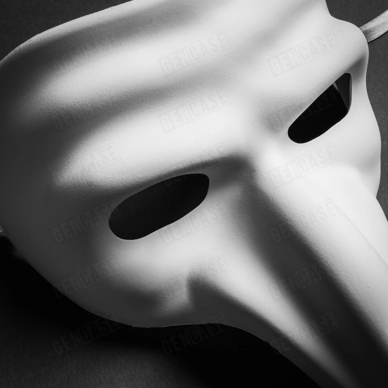 ILOVEMASKS White Classic Zanni Long Nose Venetian Mardi Gras Full