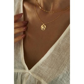 Einzelstück® Necklace with globe pendant, 925 sterling silver, 14 carat gold, 14 carat rose gold plated, silver chain globe, anti-allergenic and nickel-free, Sterling Silver