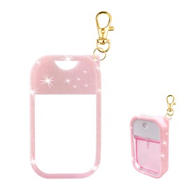 TERPINK Silicone Case Compatible with Touchland Hand Sanitizer Spray, Protective Case with Keychain for Power Mist and Glow Mist 1 fl oz, Hand Sanitizer Spray Accessory (Glitter Sequin Pink)