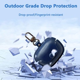 Casevita Case Compatible with Bose Ultra Open Earbuds with Keychain, Soft PU Leather Protective Case for Bose Open Ear Case for Men and Women, 3C-BE-101001-OPEN-Blue