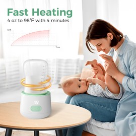 HEYAXA Portable Bottle Warmer for Travel, Baby Bottle Warmer for Breastmilk with Fast Heating, Safety Material, Leak-Proof, Precise Temperature Control, 4 Adapters for Most Bottles (White)