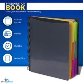 1InTheOffice Presentation Book with Clear Sleeve, Presentation Book Letter Size, Binder with Sleeves, 24-Pocket Bound, 8 1/2" x 11" (Black)