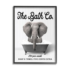 Stupell Industries Vintage Bathtub Elephant Framed Giclee Art by Lettered and Lined